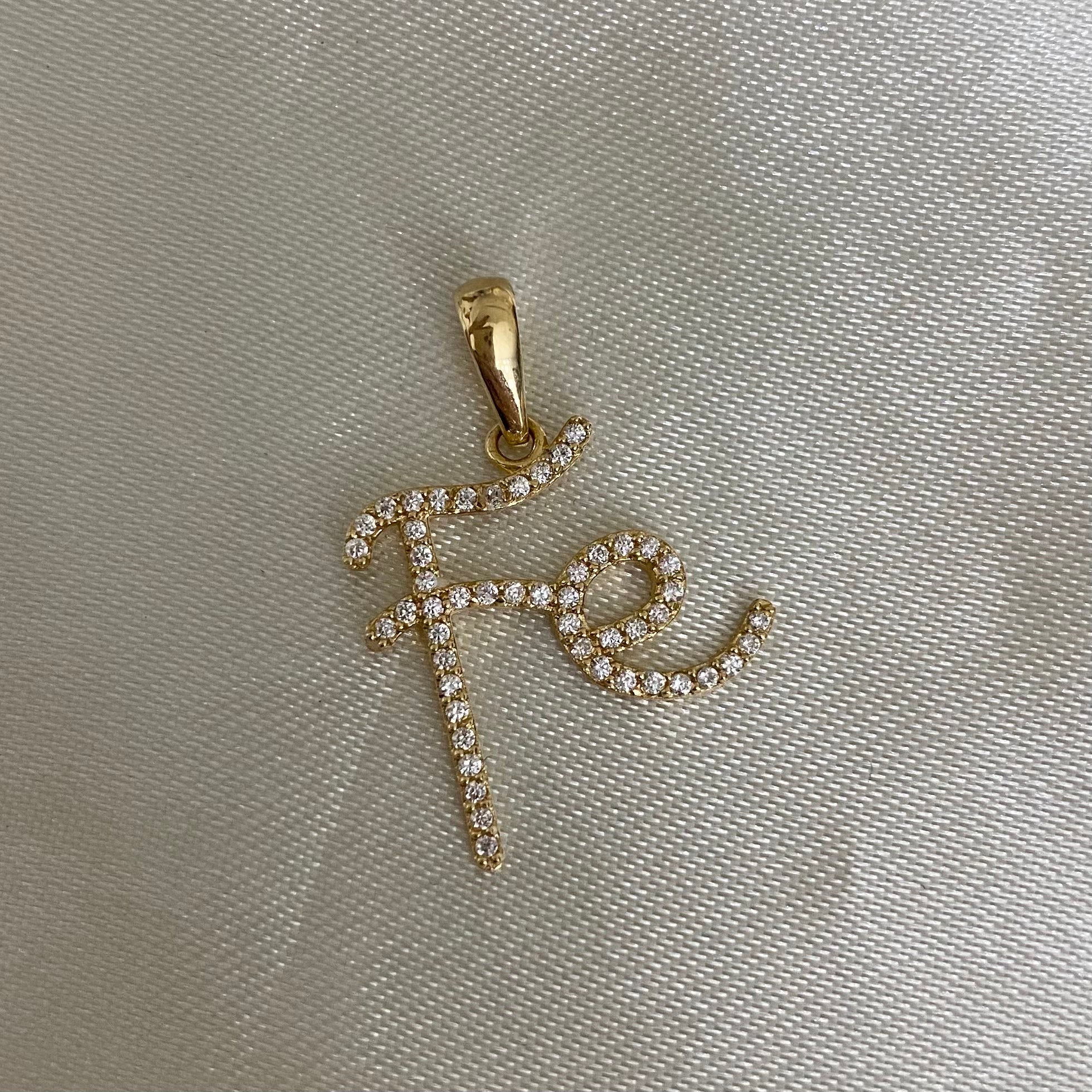 Dije Fe 1,4gr Circones Blancos Oro Amarillo