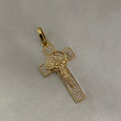 Dije Cristo 4.9gr4.5cm Cruz San Benito Circones Blancos Oro Amarillo