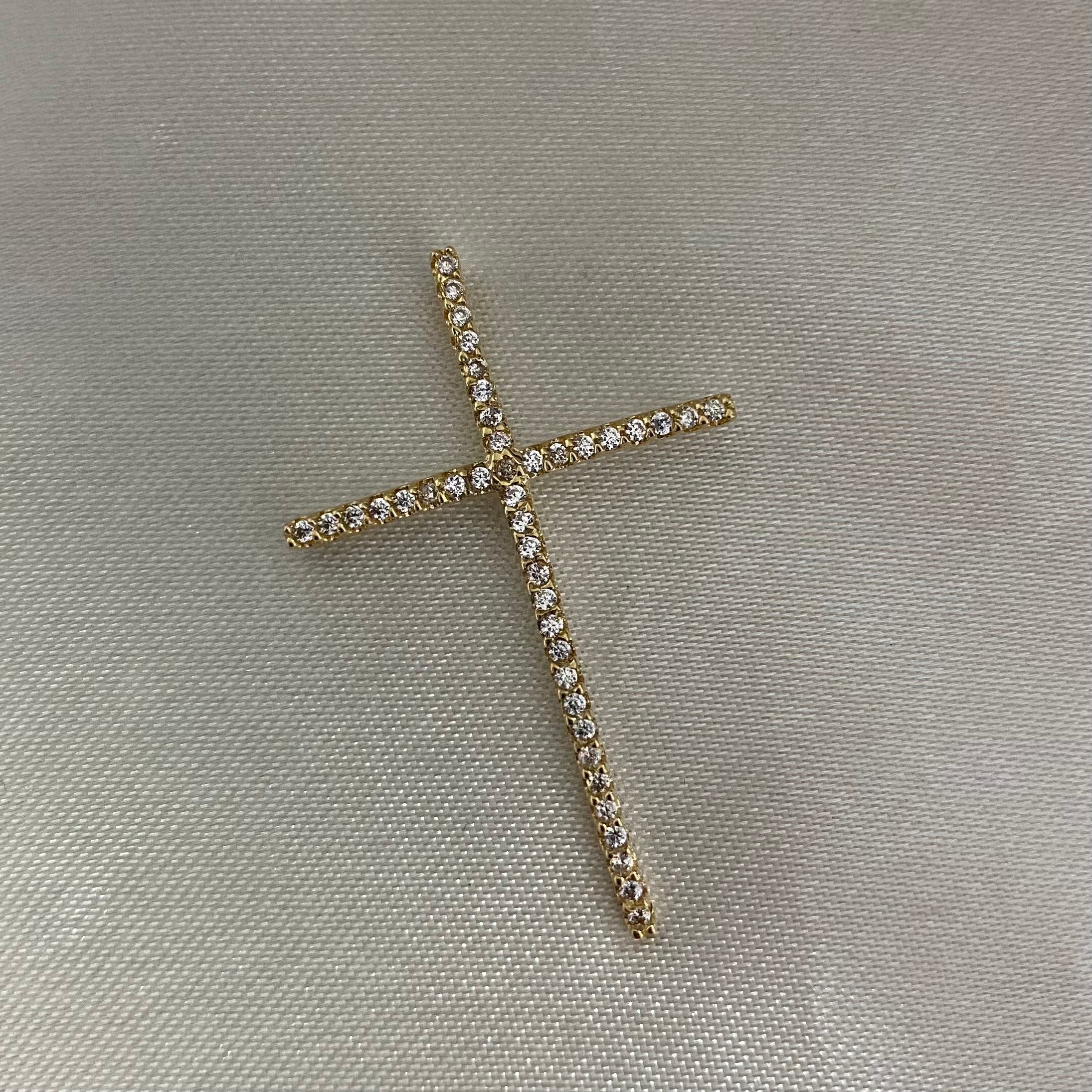 Dije Cruz 2.15cm/4cm Oro Amarillo Circones Blancos