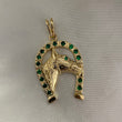 Dije Caballo 10.85gr/5cm Herradura Oro Amarillo Circones Verdes