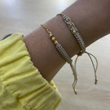 Pulsera Mini Militar 0.5gr Tejida Hilo Beige