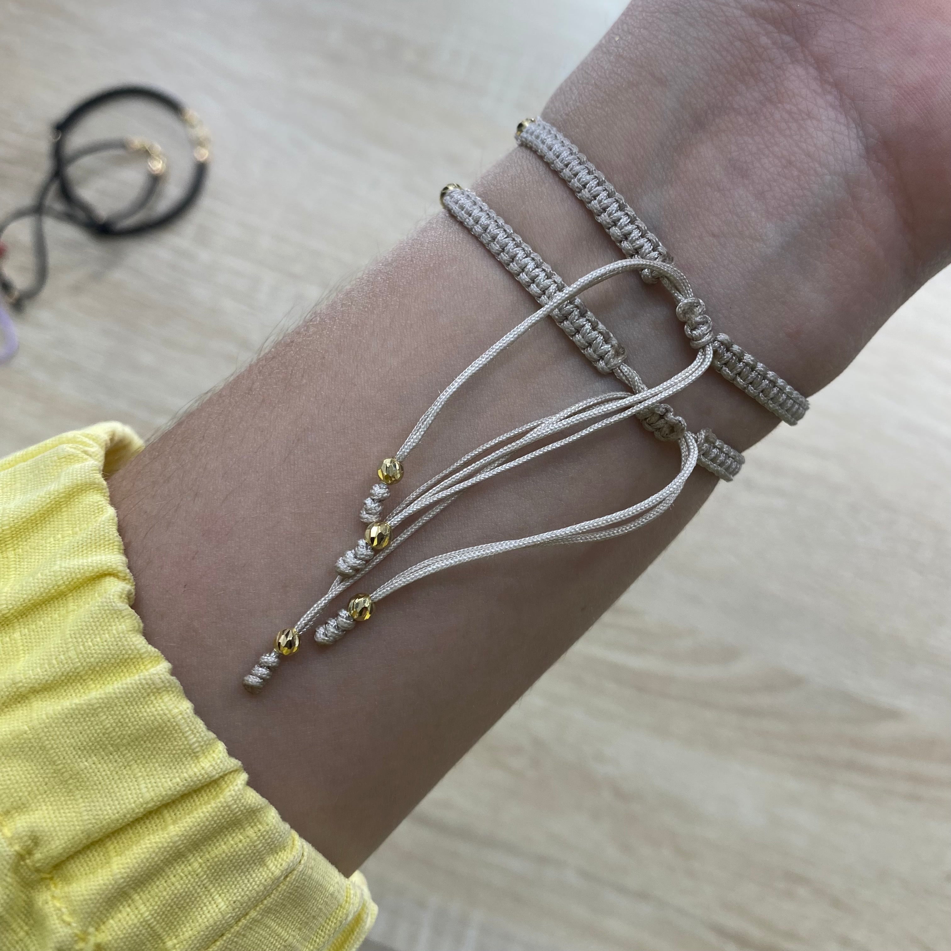 Pulsera Mini Militar 0.5gr Tejida Hilo Beige