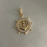 Dije Ancla 1.9gr Oro Amarillo Circones Blancos