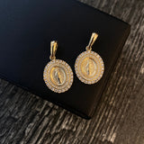 Dije Virgen Milagrosa 3.45gr / 3cm Circones Blancos Oro Amarillo*