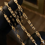 Cadena Rustica 14.85gr/60cm Cauchos Negros Oro Amarillo ©