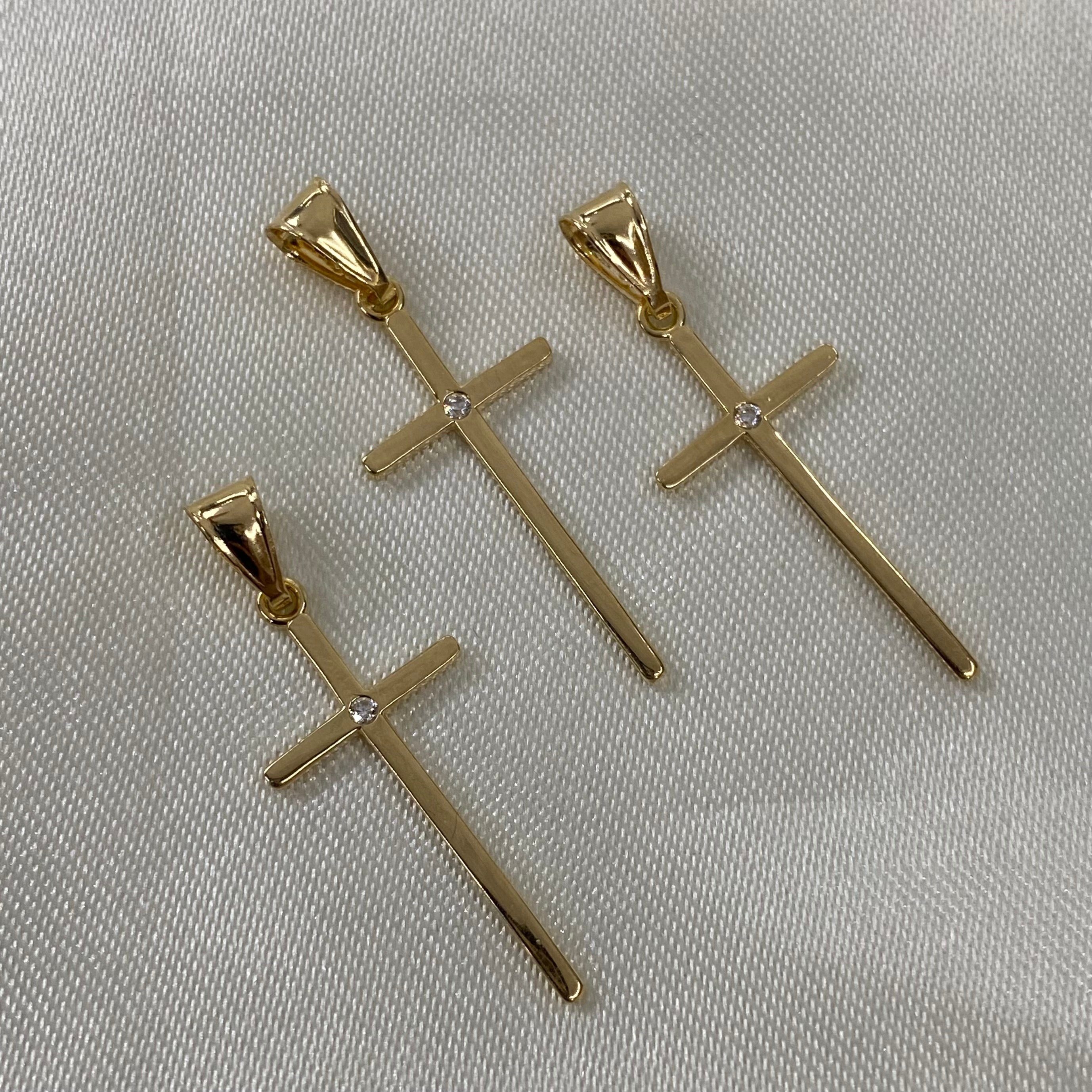 Dije Cruz 0.85gr/3cm Oro Amarillo Circon Blanco
