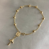 Pulso Denario 3.05gr/17.5cm Virgen Milagrosa Oro Amarillo Bolas Diamantadas