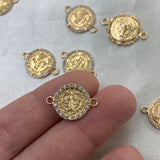 Herraje San Benito 1.85gr Oro Amarillo Circones Blancos