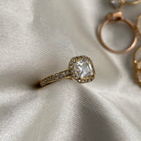 Solitario T6 1/4 - 3.1gr Halo Oro Amarillo Circones Blancos