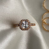 Solitario Halo 3.1gr-T7 3/4 Oro Rosa Circones Blancos