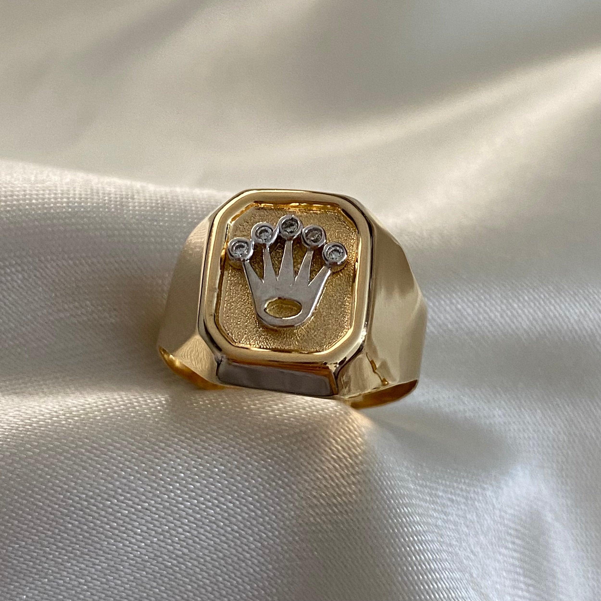 Anillo RX 3.9gr - T12 1/4 Circones Blancos Dos Oros Amarillo Blanco