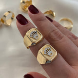 Anillo RX 3.9gr - T12 1/4 Circones Blancos Dos Oros Amarillo Blanco