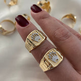 Anillo RX 3.2gr - T10 3/4 Circones Blancos Dos Oros Amarillo Blanco