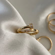 Anillo Clavo 2.25gr T6 3/4 CT Circones Blancos Oro Amarillo