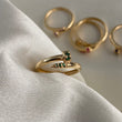 Anillo Clavo 2.1gr T6 1/2 CT Circones Verdes Oro Amarillo