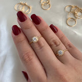 Anillo 2gr - T7 Solitario Halo Circones Blancos Oro Amarillo