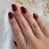 Anillo Flor 1.6gr - T7 3/4 Circones Blancos Oro Amarillo