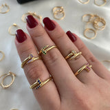 Anillo Clavo 2.1gr T8 CT Circones Fucsia Oro Amarillo