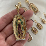 Dije Virgen Guadalupe 17.3gr/6cm Oro Amarillo Circones Verdes