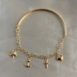 Pulsera Casandra 3.2gr «Corazon-Cruz-Ancla-Estrella» Oro Amarillo