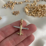 Dije Avion 1.85gr/2.5cm Circones Blancos Oro Amarillo