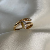 Anillo Clavo CT 3.25gr-T7 1/2 Circones Blancos Dos Oros Amarillo Blanco