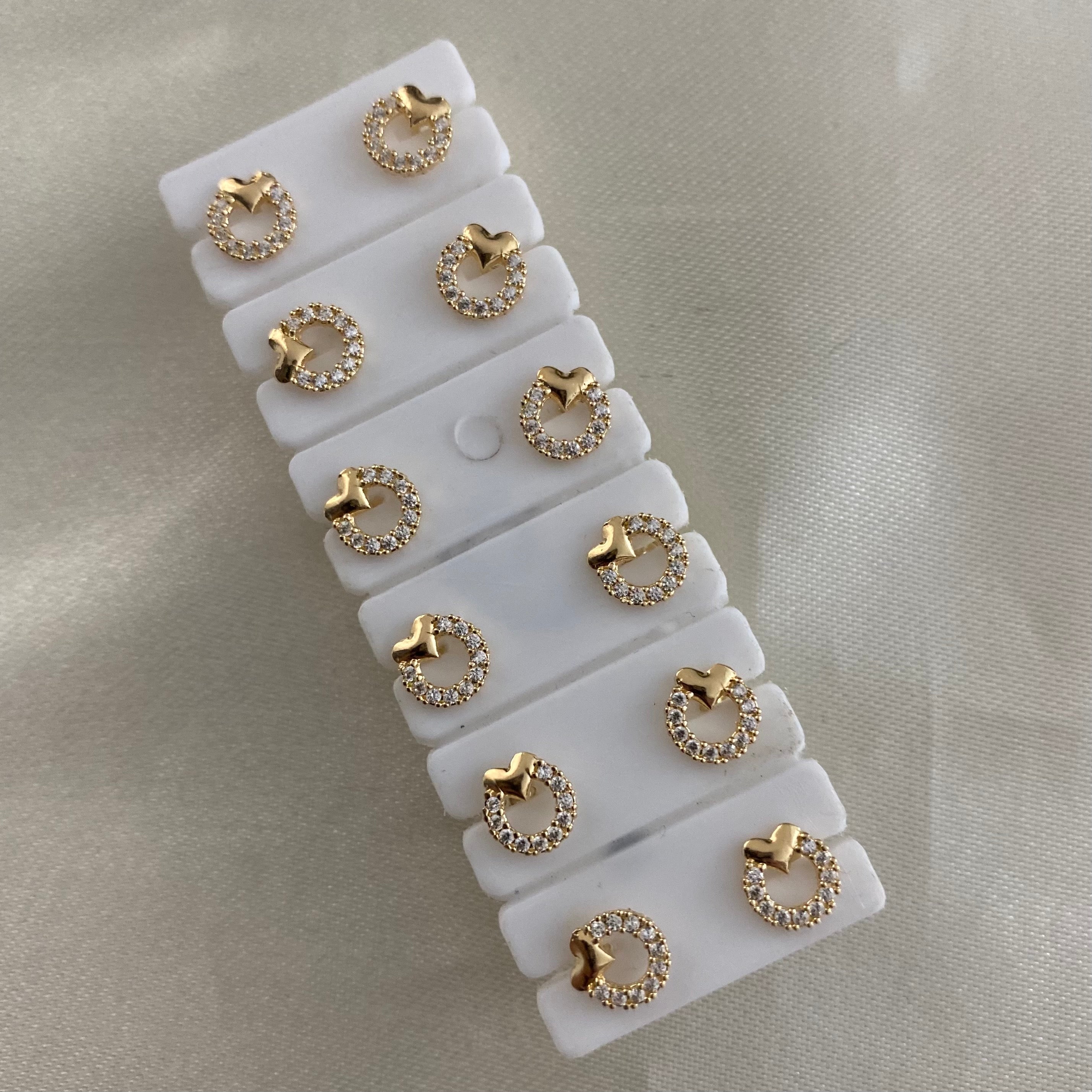 Topos Corazon 0.8gr Circulo Oro Amarillo Circones Blancos*