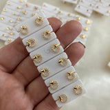 Topos Corazon 0.8gr Circulo Oro Amarillo Circones Blancos*