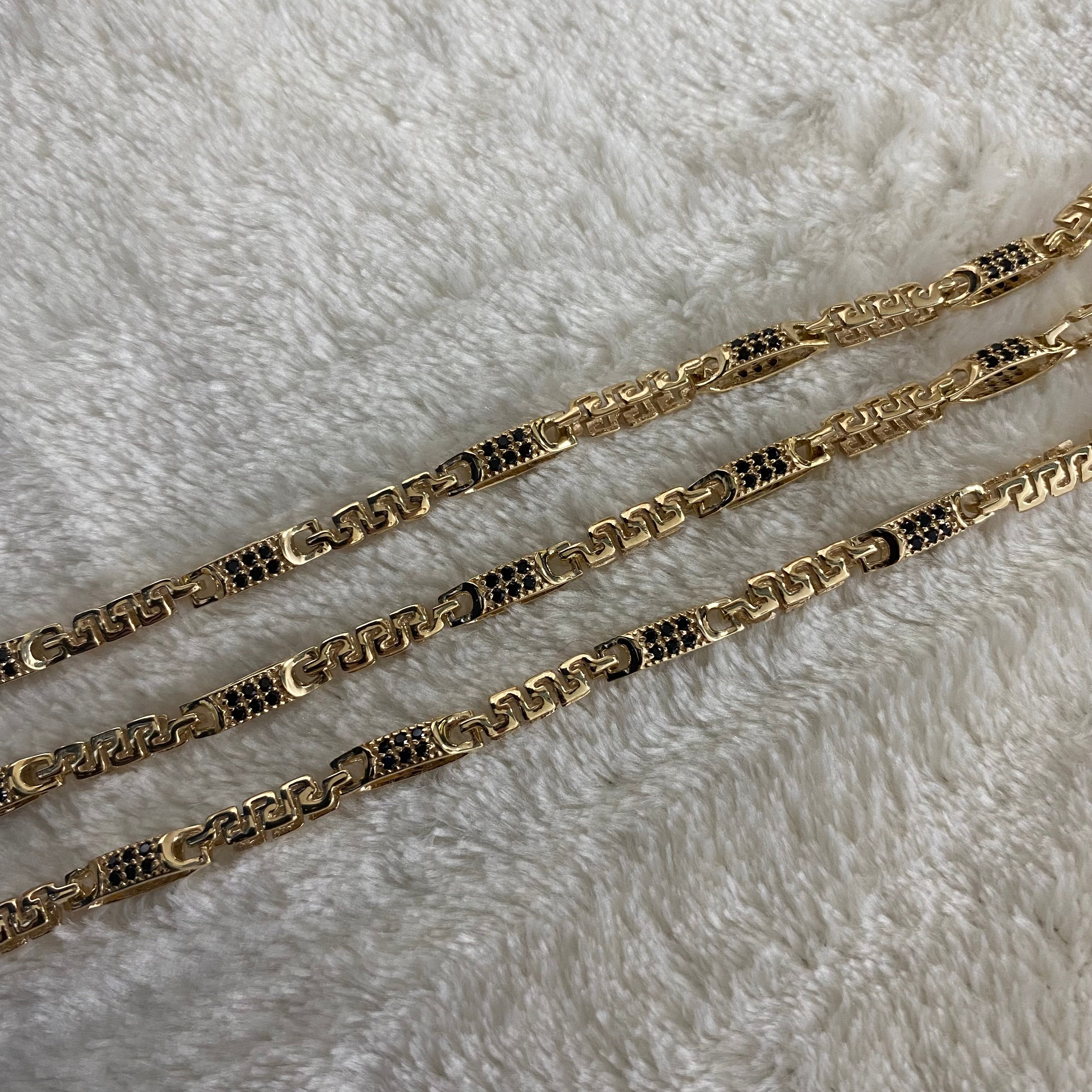 Cadena Rustica VS 31.6gr/60cm Oro Amarillo Circones Negros