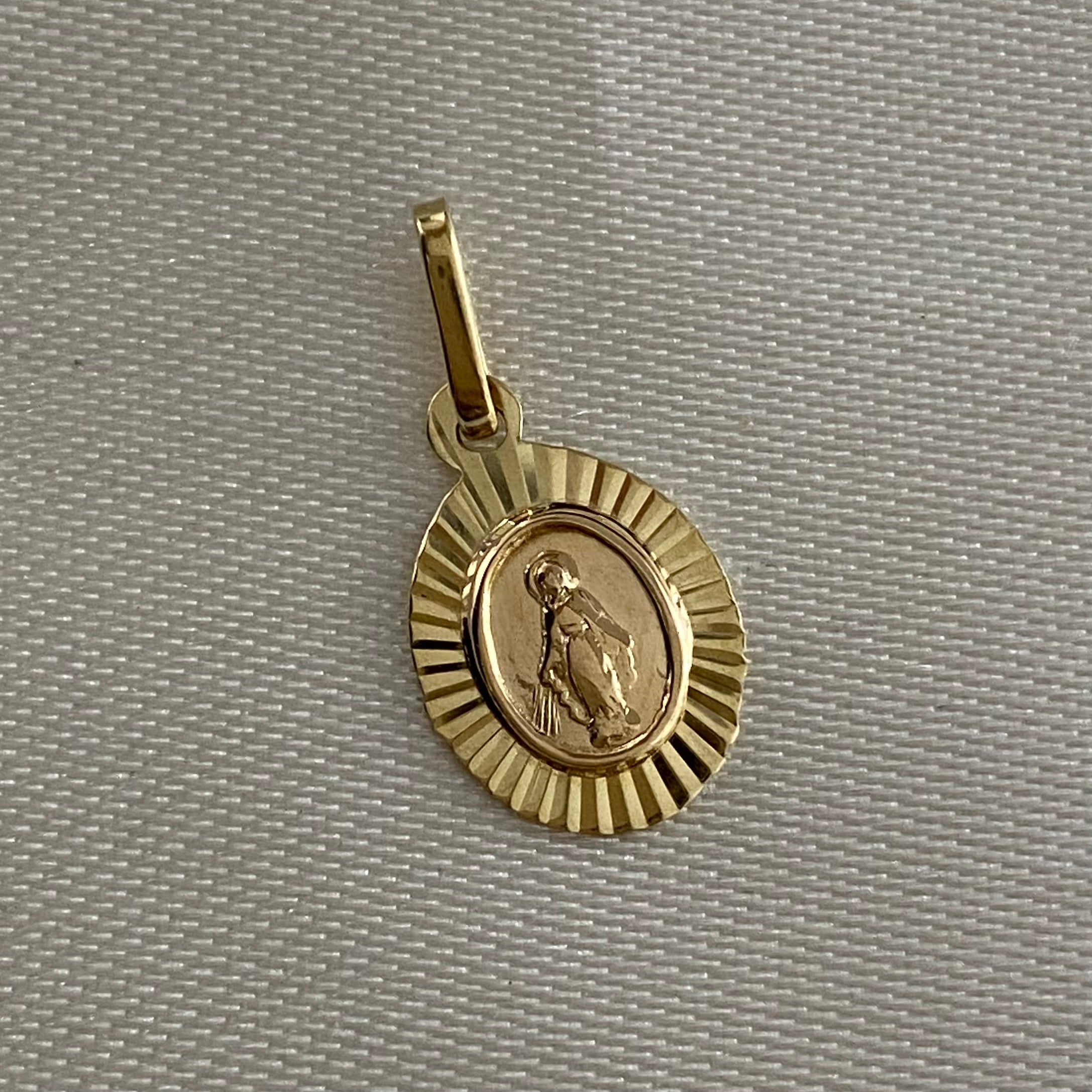 Dije Virgen Milagrosa 0.7gr Oro Amarillo Diamantado