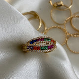 Anillo Arcoiris 4.5gr - T7 Oro Amarillo Circones Colores*