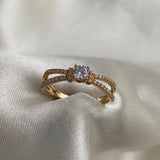 Solitario 2.1gr- T6 1/2 Circon Blanco Liston Oro Amarillo