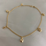 Tobillera Aro Seguido 3.45gr/26cm "CORAZON-BUHO-MARIQUITA-MICKEY-TORTUGA" Oro Amarillo