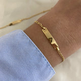 Pulso Aro Seguido 1.35gr/14.5cm Bebe Oro Amarillo Placa Rectangular Lisa