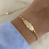 Pulso Aro Seguido 1.3gr/15cm Bebe Oro Amarillo Placa Nube Tres Oros