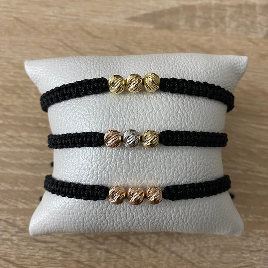 Pulsera Bolas Diamantadas Oro Rosa 6mm