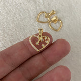 Dije Corazon 1.05gr/1.8cm Estrellas Oro Amarillo Circones Blancos *
