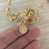 Dije Virgen de Guadalupe 1.45gr/2.1cm Oro Amarillo Circones Blancos*