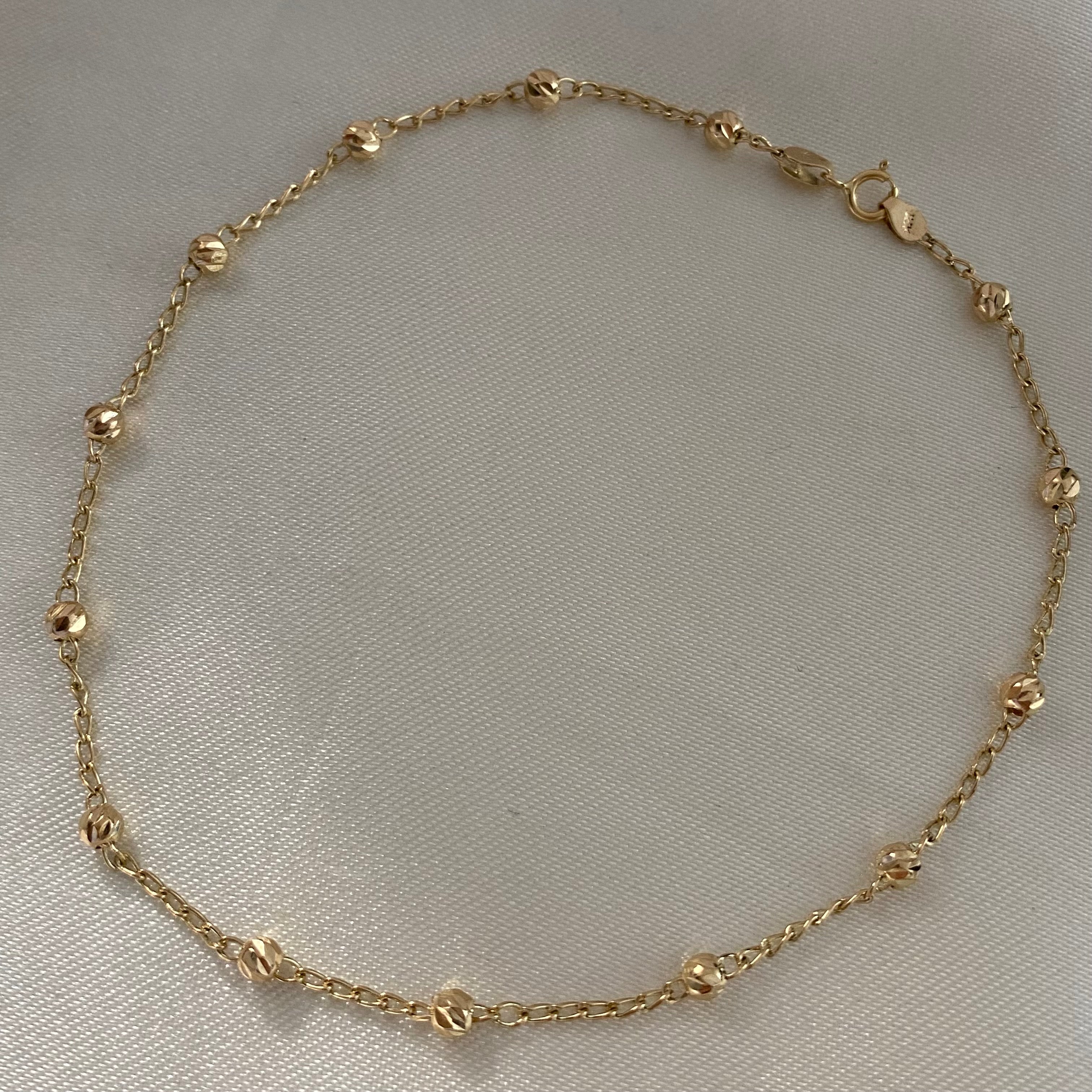 Tobillera Bolas 2.8gr/24.5cm 1x1 4mm Diamantada Oro Amarillo
