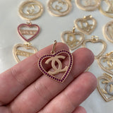 Dije CC 2.3gr/3cm Corazon Circones Fucsia Oro Rosa