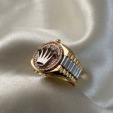 Anillo Corona RX 10.75gr-T9 1/4 Circones Blancos Tres Oros