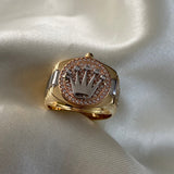 Anillo Corona RX 10.75gr-T9 1/4 Circones Blancos Tres Oros