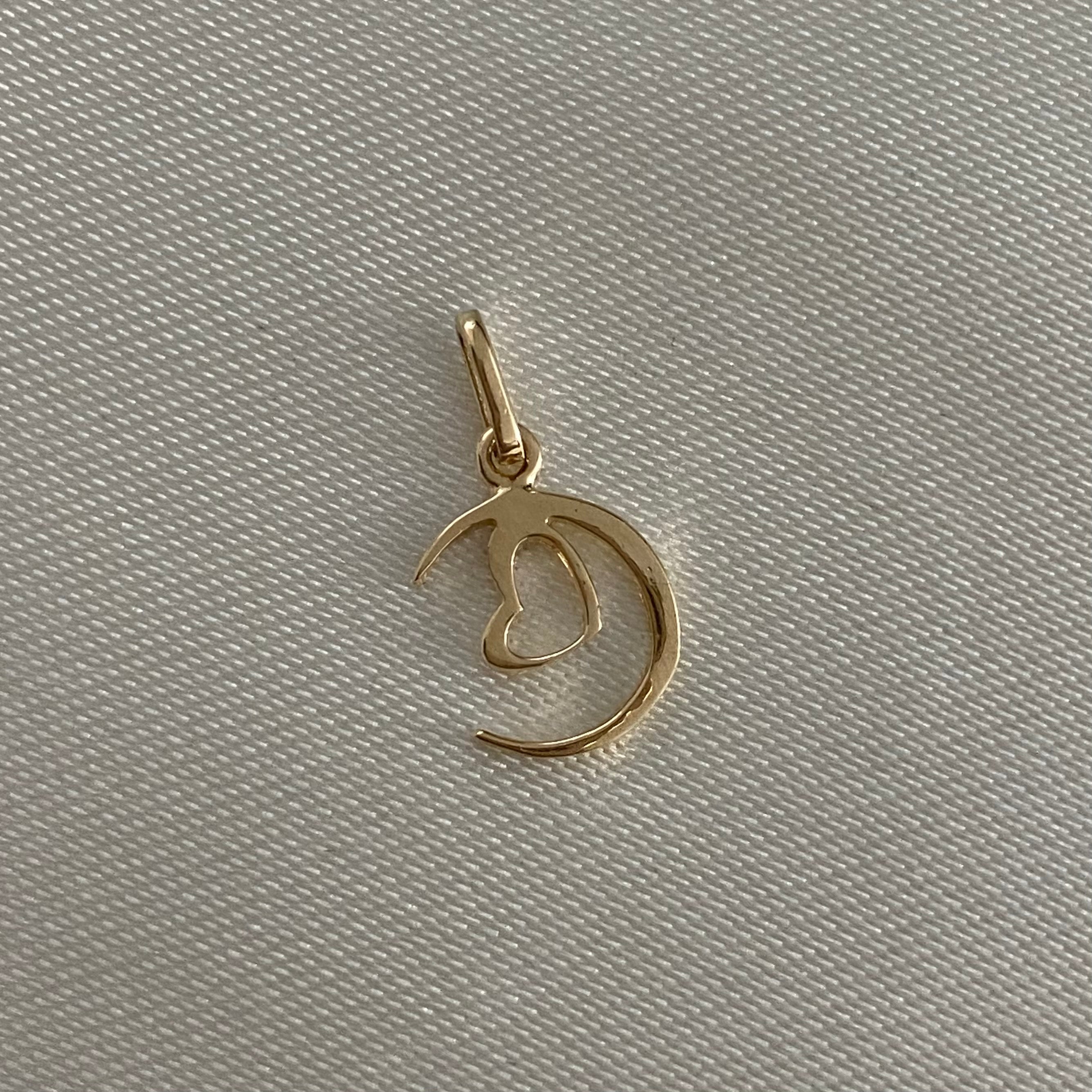 Dije Luna Corazon 0.55gr Oro Amarilo