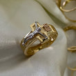 Anillo Cristo 4.9gr - T9 1/2 Circones Blancos Verde Oro Amarillo