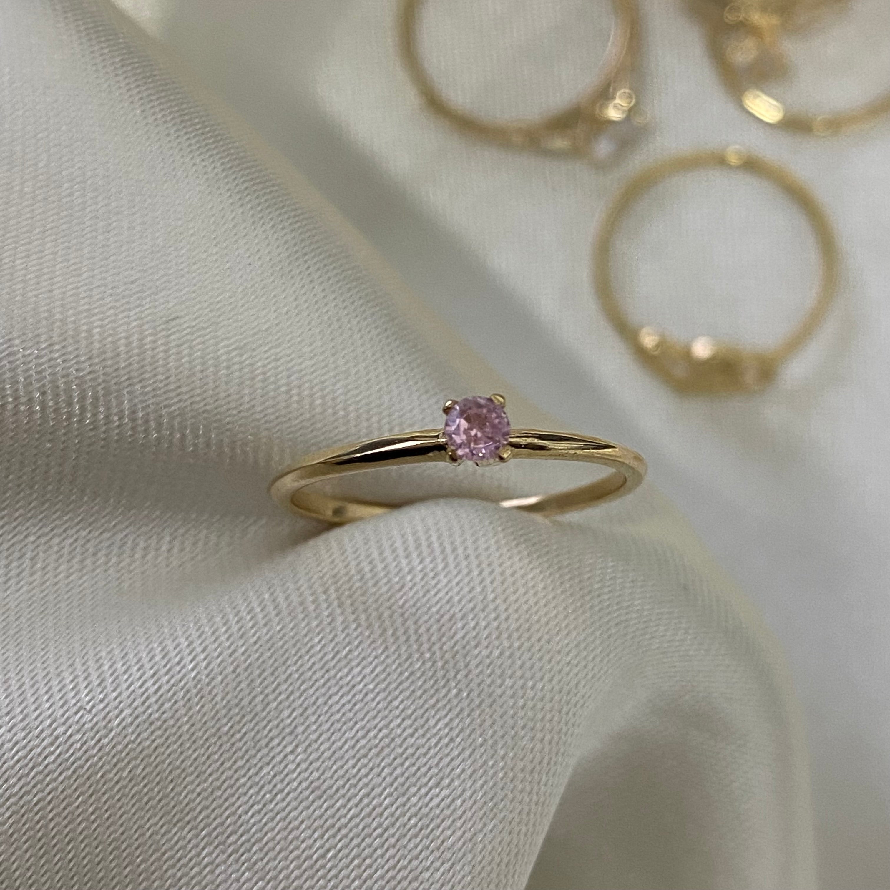 Solitario 1.35gr - T8 Circon Rosa Oro Amarillo