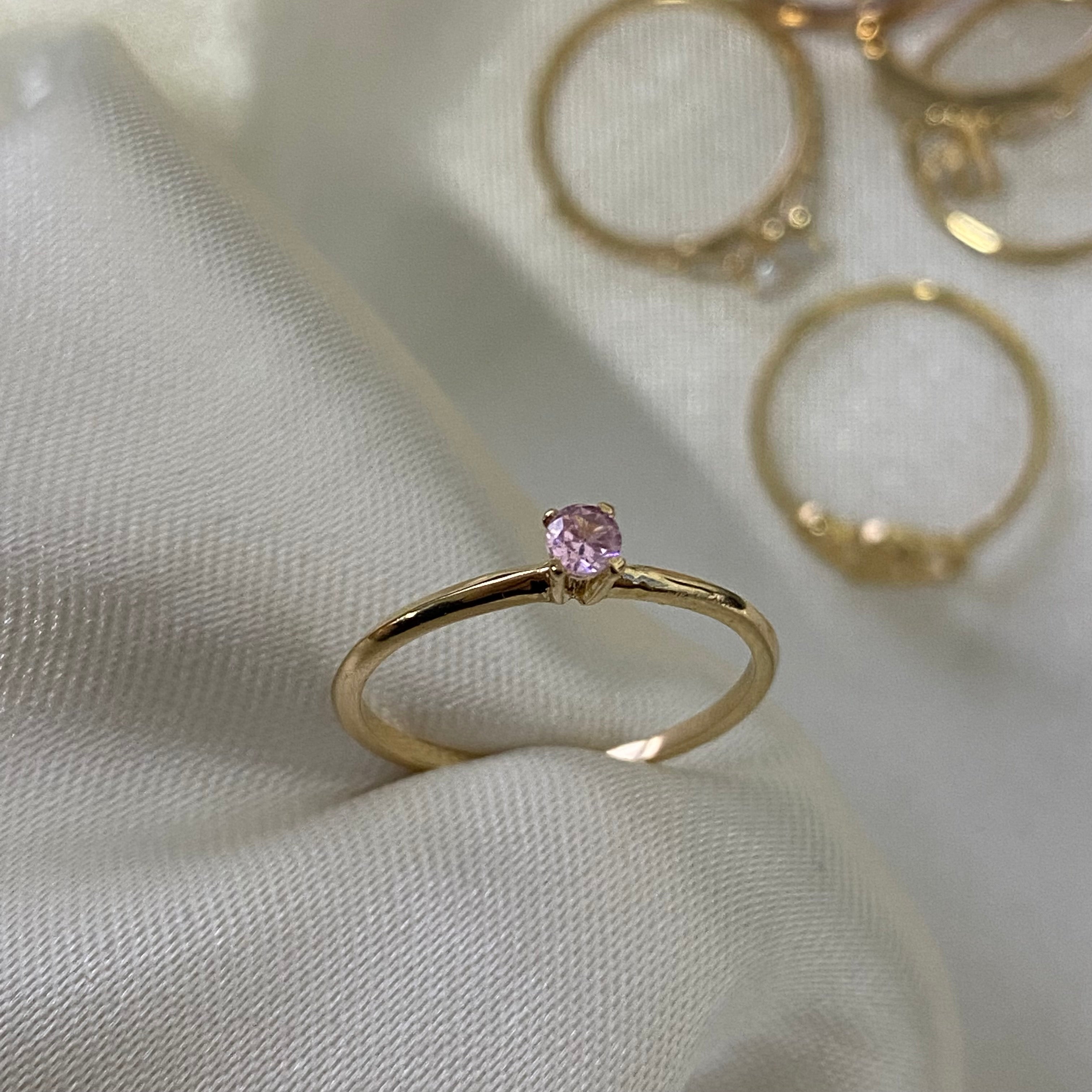 Solitario 1.35gr - T8 Circon Rosa Oro Amarillo