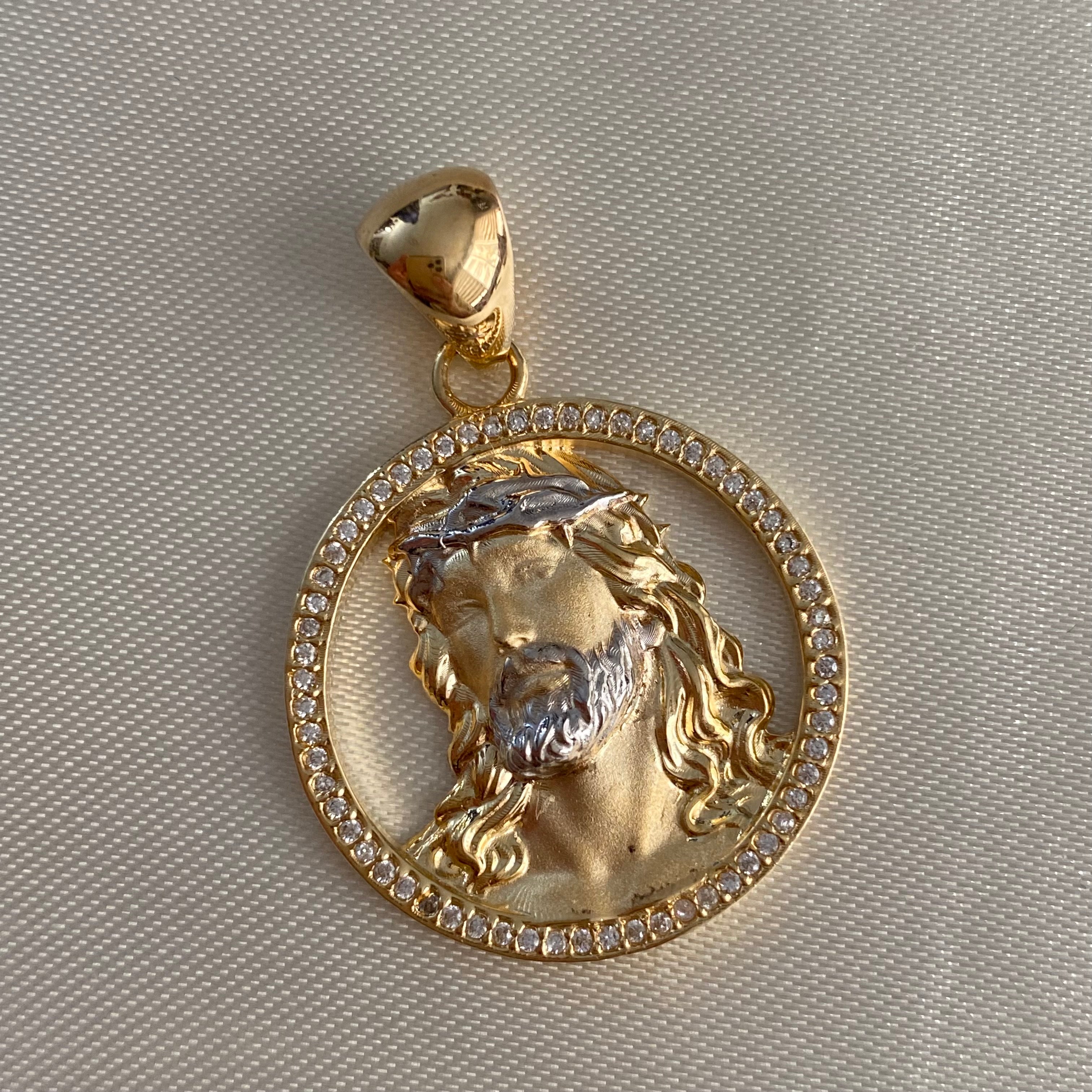 Dije Cristo Rostro 7.3gr/3.8cm Oro Amarillo Blanco