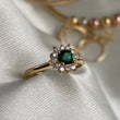 Anillo Flor 1.55gr - T5 3/4 Oro Blanco Circones Blancos Verde