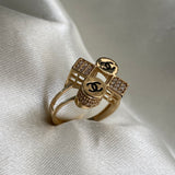 Anillo CH 3.8gr - T6 3/4 Oro Amarillo Circones Blancos