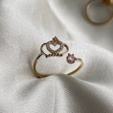 Anillo Corona 1.35gr - T7 1/2 Abrazo Oro Amarillo Circones Rosa Blancos